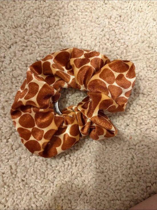 Disney Brown & Cream Velvet Animal-Print Scrunchie