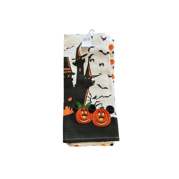 Disney Parks Halloween‎ Mickey Minnie Pumpkin Haunted Castle Kitchen Towel Set