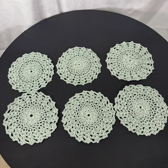 Set Of 6 Sea-foam Green  Doilies‎