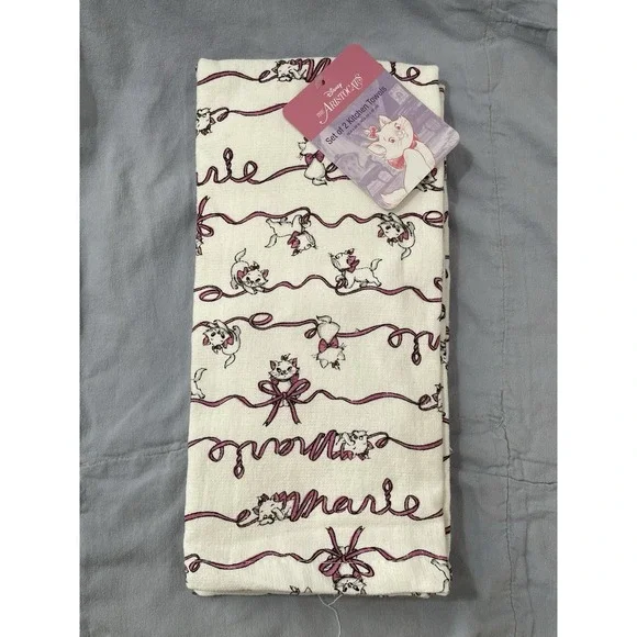 NEW Disney - Aristocats - Marie - Set of 2 Kitchen Towels 16x26 - Marie Ribbons