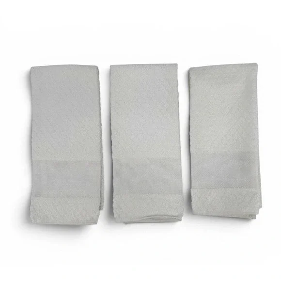 Vintage Charles Craft Off White Ecru Embroidery Towels Set of 3 Aida