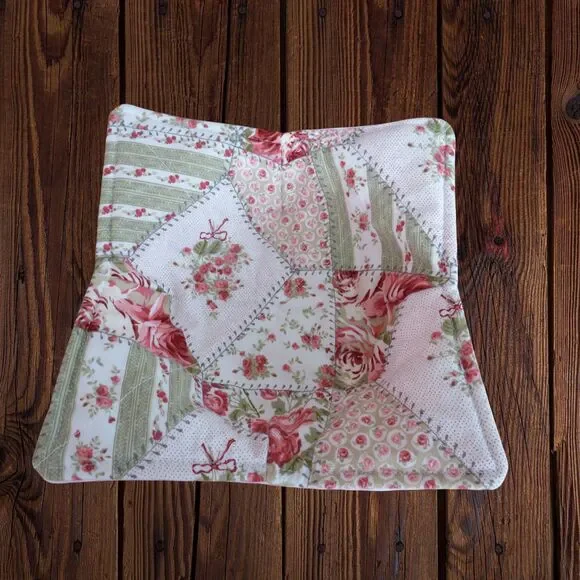 Microwave Bowl Cozy, Pink and Sage Patch and Reversible Pink Gingham