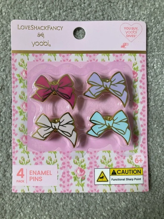 IN-HAND | LoveShackFancy x Target Yoobi 4-Pack Bow Enamel Pins