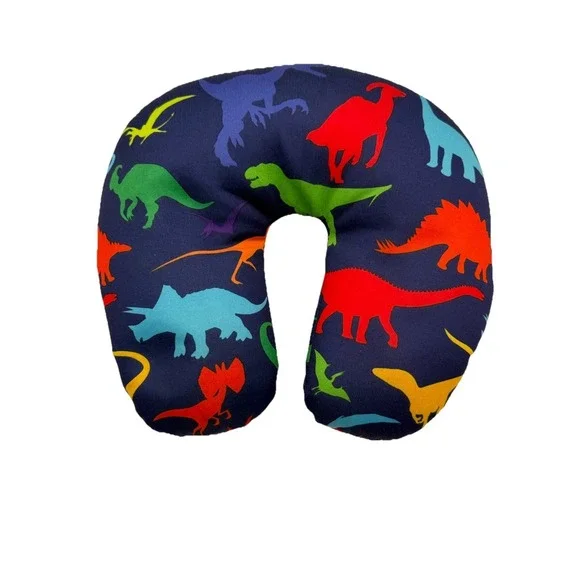 Kids Dinosaur Neck Pillow Travel Cushion Soft Blue Multicolor No Tag