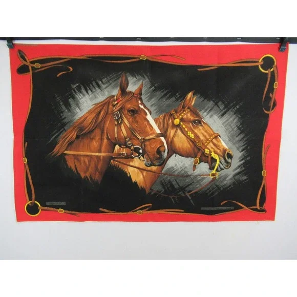 Vintage Thoroughbred Horse Print Tea Towel Creations Sonacott France