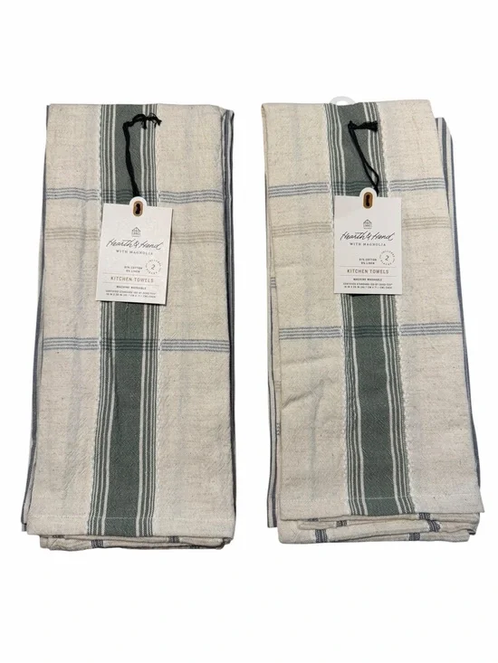 Hearth& Hand  Kitchen Towels - Blue & Cream (Set of 2) 4 towels total