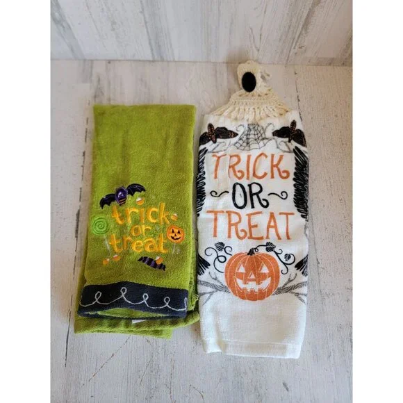Halloween trick or treat kitchen towel set unique cute home decor bat‎