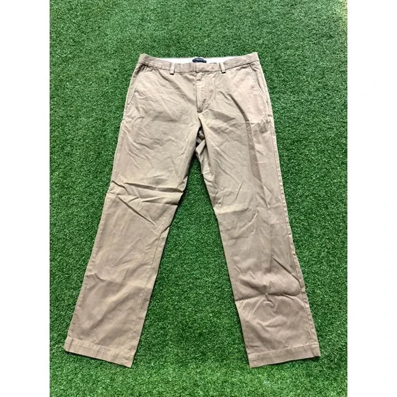 Banana Republic Aiden Chino Pants Mens 35/32 Beige Cotton Straight Leg Zip Fly‎