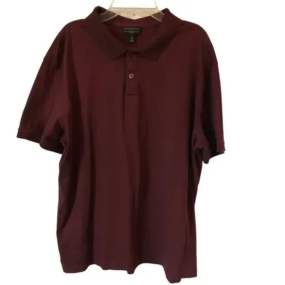 Banana Republic Shirt Mens Size XL Tall Burgundy Cotton Slim Fit Luxe Technology