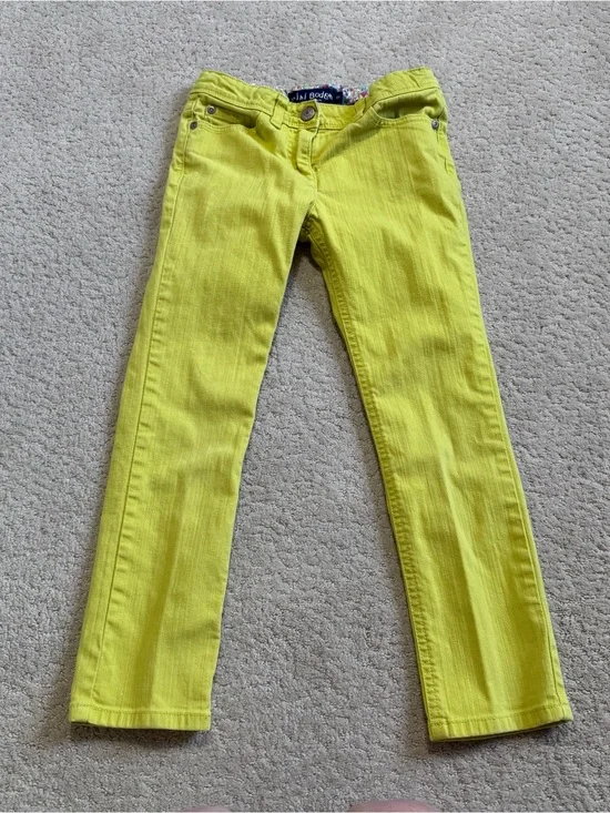 Mini Boden Girls Jeans Adjustable Waist Size 8 Y Lime Green Colorful