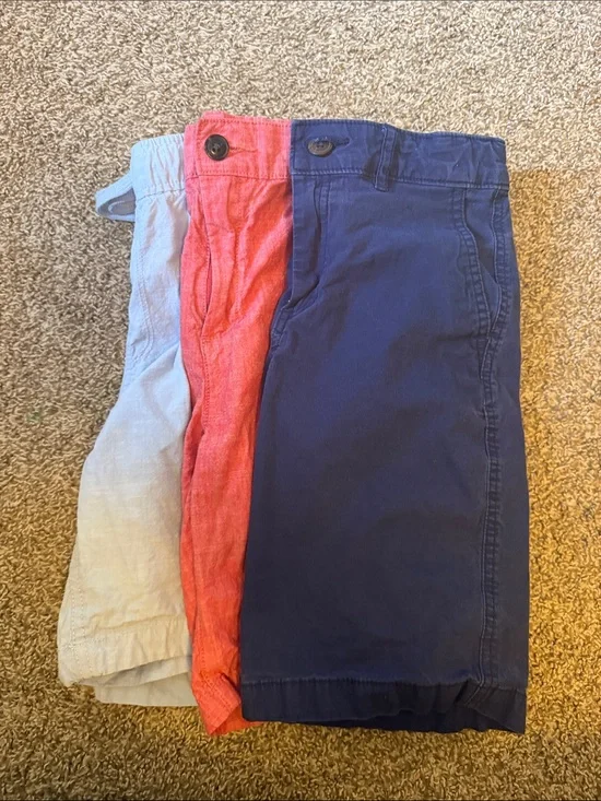 Trio of Kids' Casual Shorts - Light Blue, red, Navy