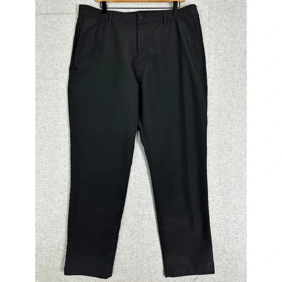 Banana Republic Performance Flat Front Pant Mens 38x30 Black Straight Trousers