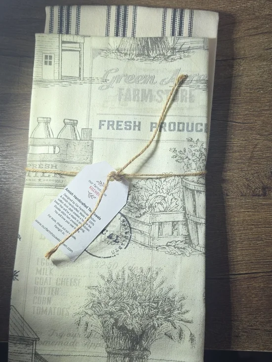 Pur Farmhouse KitchenFarmhouse Fresh Produce Printed Tea Towel - Cream & Black