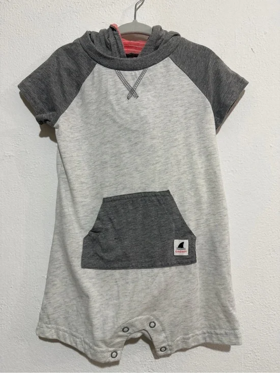 Carter's Light Gray & Dark Gray Hooded Short-Sleeve Romper