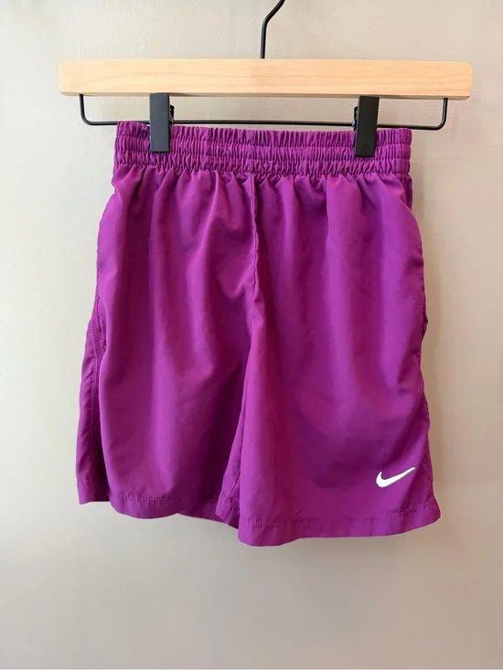 Nike Purple Athletic Shorts with White Swoosh- youth small