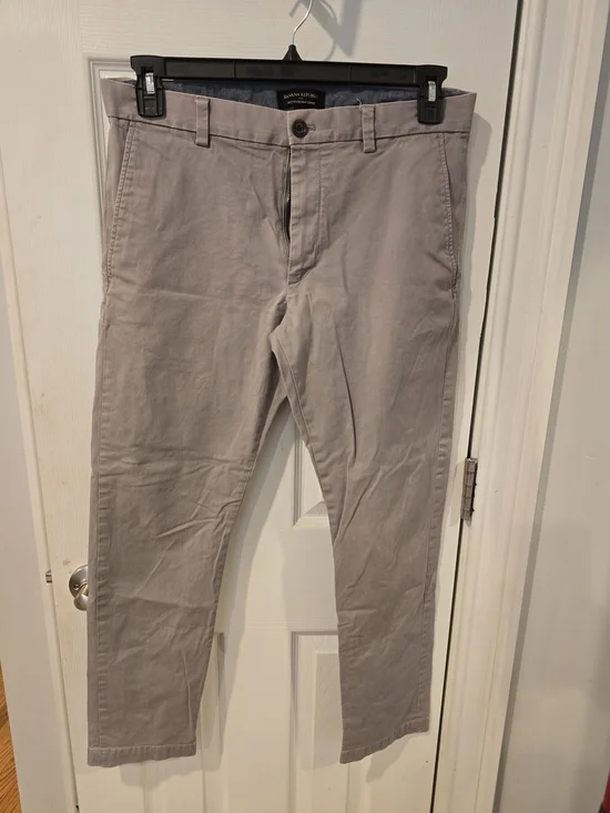 Banana Republic Fulton Skinny Chino Pants Men's 32x30 Grey Stretch Cotton