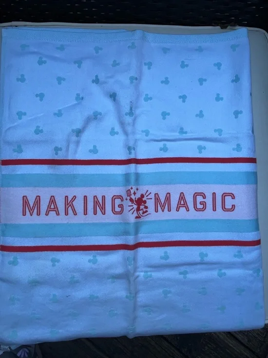 Disney 'Making Magic' Kitchen Towel in White, Red, and Light Blue