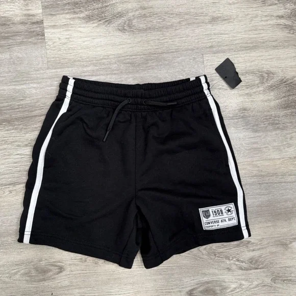 Converse Kids Black Athletic Dept 1908 Track Shorts Size S 8-10‎ Years NEW