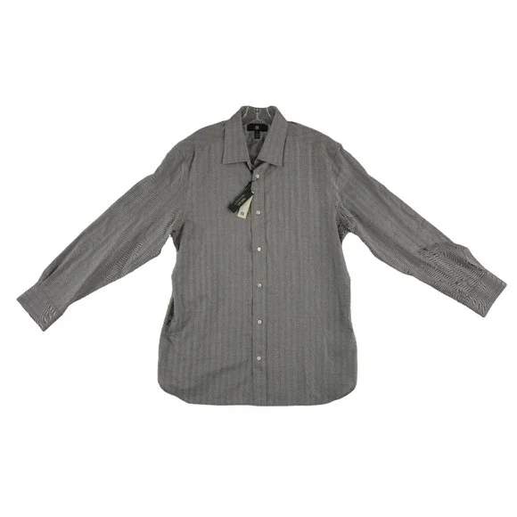New Banana Republic Cotton Cashmere Button Shirt Men Size Large Gray Herringbone