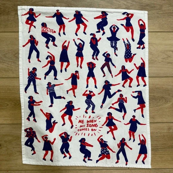 Blue Q Me When My Song Comes On Tea Towel White Cotton Dancing Women novelty
