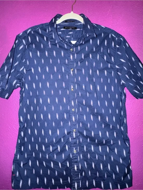 Banana Republic Men's Casual Short-Sleeve Button-Down Shirt 100% cotton M