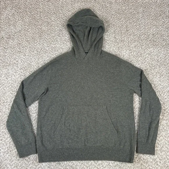 Banana Republic Hoodie Mens Large Gray Green 100 Cashmere Pocket Luxury Knit