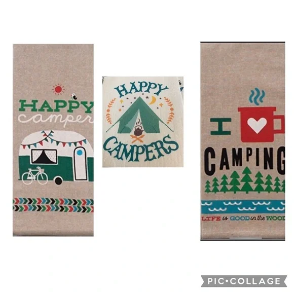 Kay Dee Designs Happy Campers, I ❤️camping, 2 Swedish dish cloths!