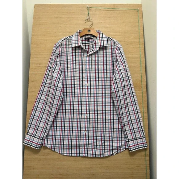 Banana‎ Republic Mens Grant Fit Non-Iron Plaid Button Down Shirt Multi Color L