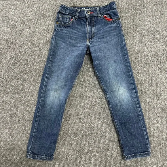 Wrangler Jeans Boys Size 7 Regular Blue Slim Fit Adjustable Waist Denim 5TELWDN