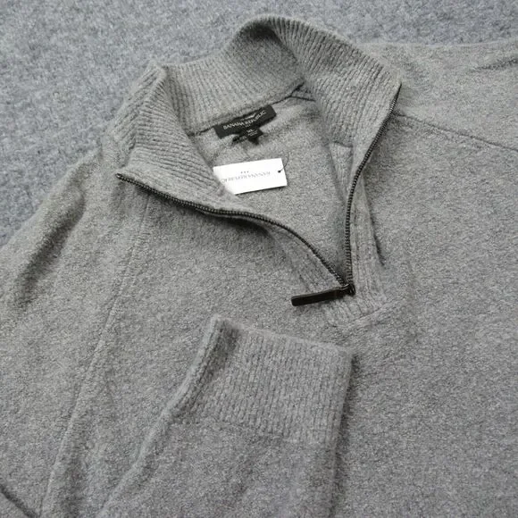 Banana Republic Factory Sweater Extra Large Half Zip Boucle‎ Grey Heather