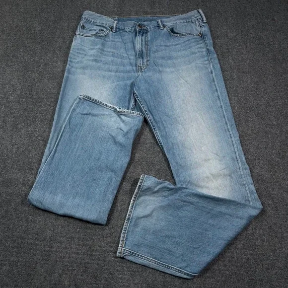 Banana Republic Boot Cut Jeans Mens 38x36 Light Wash Denim Blue Whisker Cowboy