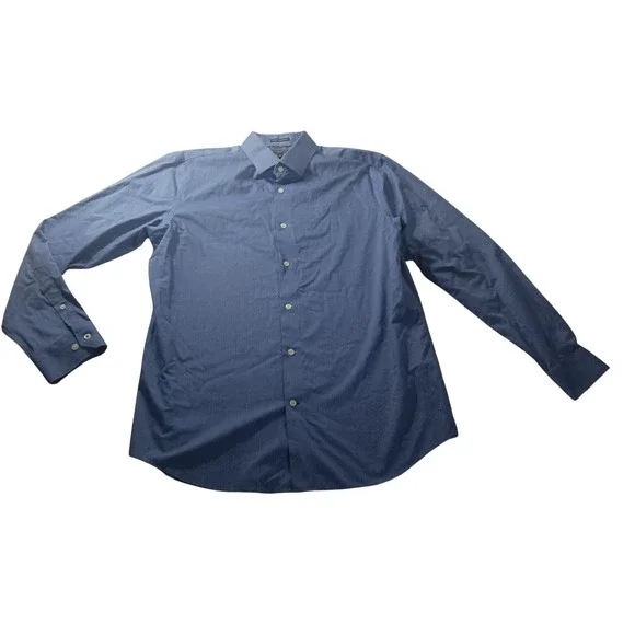 Banana Republic Camden Standard Fit Mens Button Down Shirt L Blue Micro Dot‎