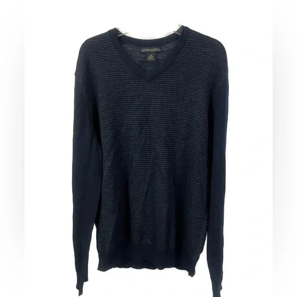 Banana Republic Men's 100% Merino Wool Navy Knot Pattern V-Neck Sweater- Size M