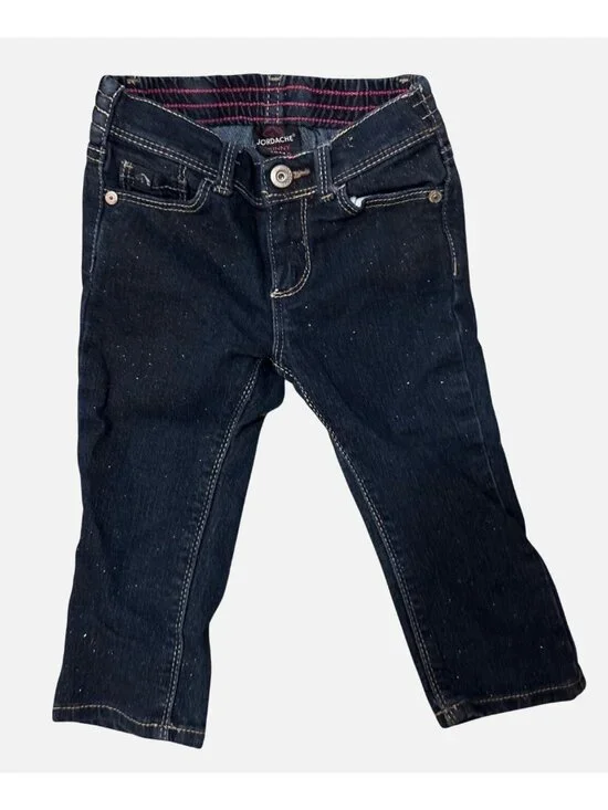 Jordache Baby Girl Skinny Denim Glitter Jeans 18M Stretch Elastic Waist