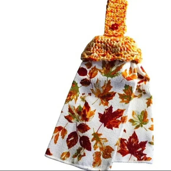 Hand Crafted Crochet Topper with Fall Towel