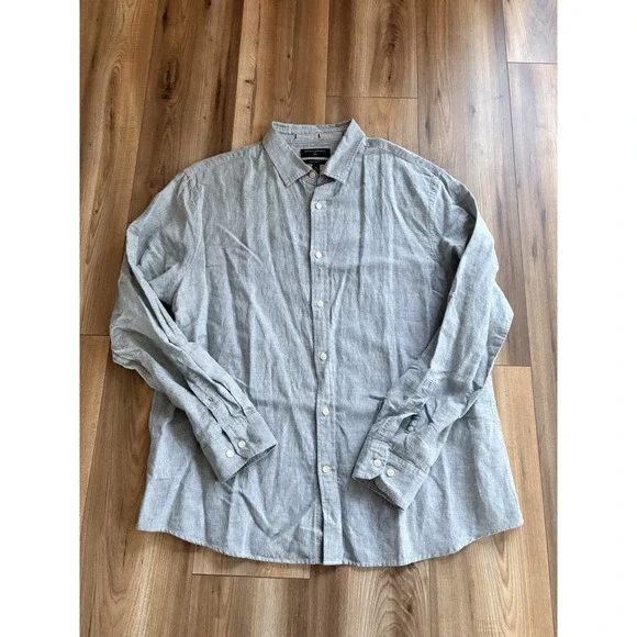 Banana Republic Linen Cotton Blend Shirt Men's Size‎ XL Untucked Fit Green