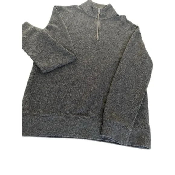 Banana Republic Mens Quarter Zip Sweater Pullover Dark Gray Small Cozy Casual
