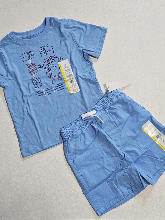 wonder nation Light Blue Elastic Waist Toddler Shorts