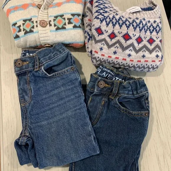 The Children's Place Boys Blue Jeans and  Old Navy/ Carter’s Sweater