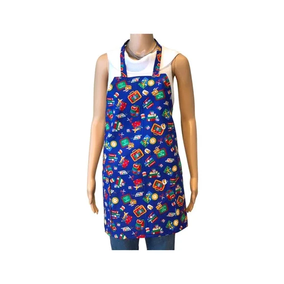 Apron Back to School Theme Lunchbox Kitchen Handmade 100% Cotton Size 25