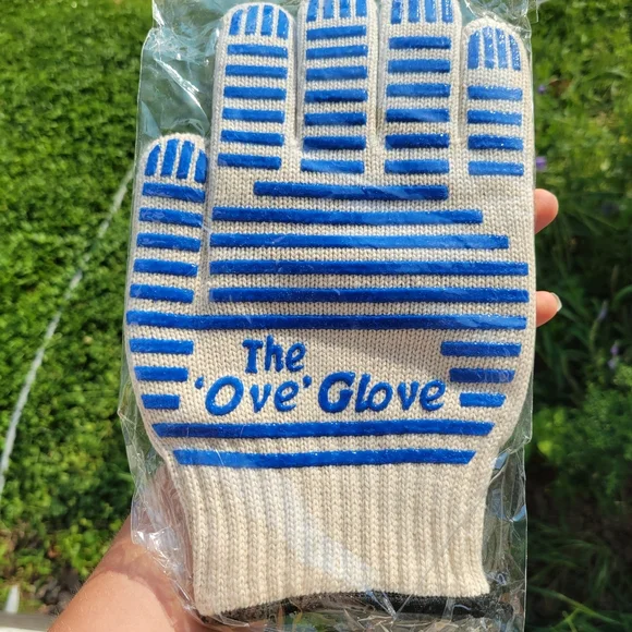 Heat-Resistant Kitchen Glove in Blue and Cream