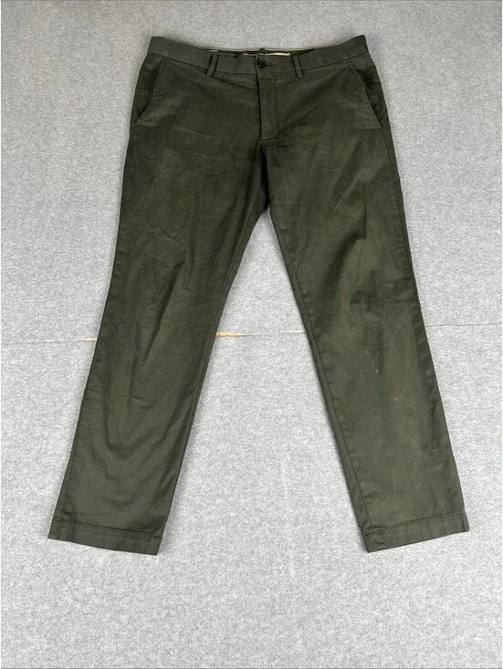 Banana Republic Lived-In Chino Slim Fit Sheltered Earth Olive Green Pants Sz 34