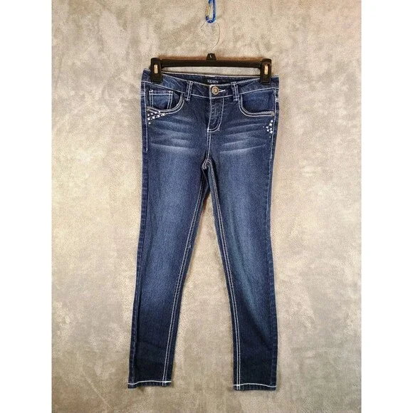 Squeeze Brand Girls Dark Denim Jeans Low Rise Skinny Leg Jeans Like New Sizes 10