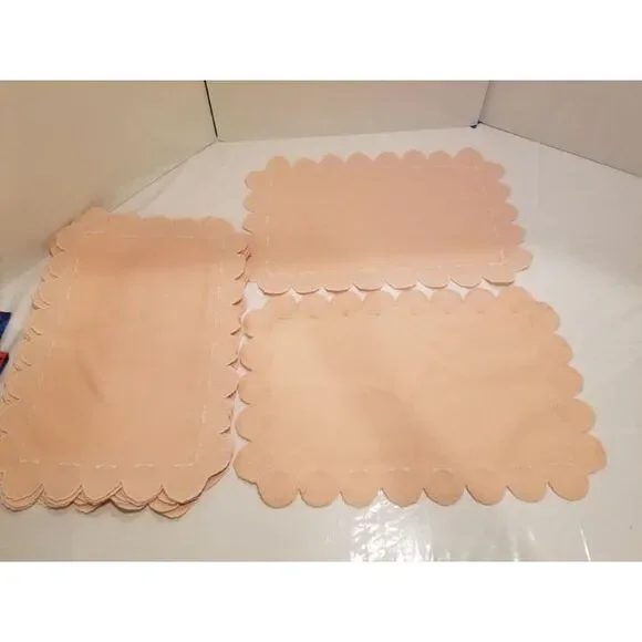 Set of 4 Handmade Stitched‎ Coral Pink Seashell Design Placements 18.5