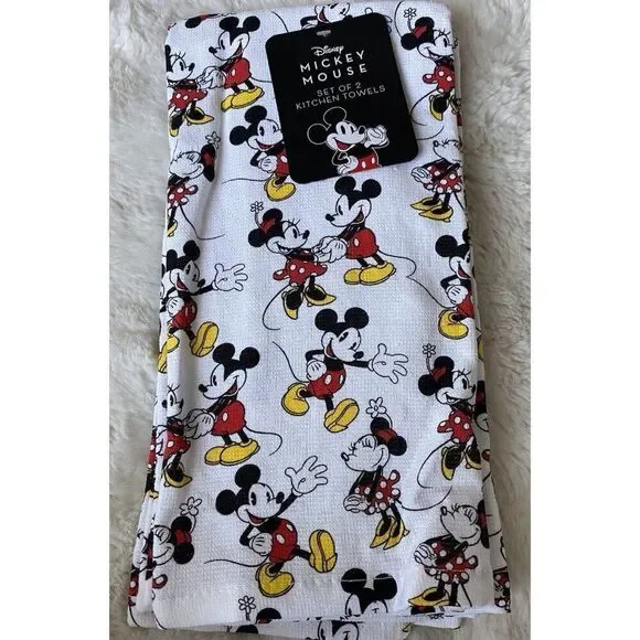 2 Pack Disney Mickey Minnie Mouse Classic Kitchen Towels 16 X 26”‎ NEW