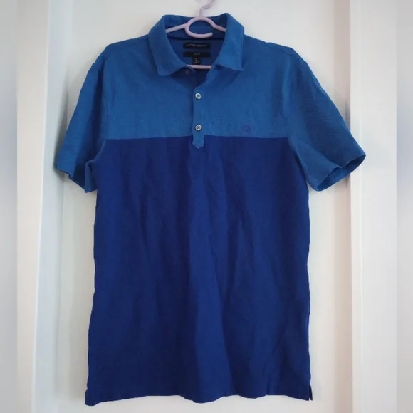 Banana Republic Two-Tone Blue Polo Shirt Men Size Tall Medium
