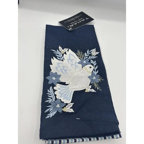 Tahari Hanukkah Set Of‎ 3 Kitchen Towels Blue Bird Star Of David Judaism NWT
