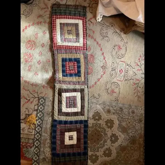 Handcrafted Patchwork Table Runner - Rustic Plaid Design