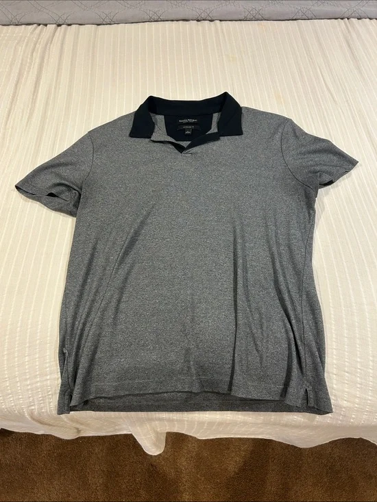 Banana Republic Heather Gray Polo with Black Collar