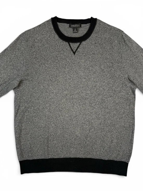 Banana Republic Gray Cashmere Blend Crewneck Sweater Black Trim Men’s Medium